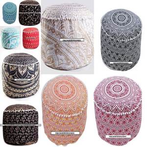 Pouf Ottoman Moderne Ombre Mandala, Housse de Pouf en Coton Multicolore Magnifique pour Chambre à Coucher, Salon, par des Consignants Indiens - Product Image 2