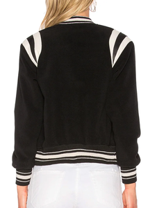 OEM Custom Oversize Towel Letters Applique Woven Baseball Varsity <b>Jacket</b> <b>Women</b> Windproof Quick Dry Detachable <b>Sleeves</b> - Product Image 4