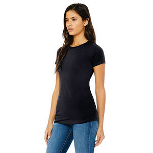 Bande d'épaule plus longue longueur du corps 100% Airlume peignée et anneau de coton filé 32 simple 4.2 oz noir Heather femmes Slim Fit t-shi - Product Image 2