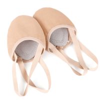 Sepatu Senam Ritmik Sepatu Balet Lembut Desain Setengah Sol dengan Tali Elastis Bagian Atas Kulit Asli Lapisan Katun Sepatu Tari Optimal