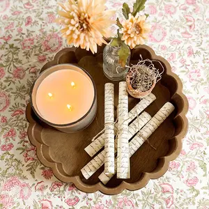 Plateau de service en bois rond festonné le plus récent bon prix organisateur décoratif rustique fabriqué à la main fabriqué au Vietnam - Product Image 3