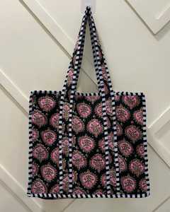 กระเป๋าโท้ทผ้าฝ้ายแบบดั้งเดิมของอินเดียกระเป๋าถือของผู้หญิงกระเป๋าสะพายไหล่ช็อปปิ้งลายดอกไม้กระเป๋าลำลองขนาดใหญ่ - Product Image 2