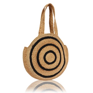 Women's Bohemian Woven Straw Round Tote Bag Lightweight <b>Open</b> Top Summer Beach Handbag for Daily Use - Product Image 4