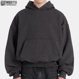 Baggy recadrée à capuche hommes blanc graphique à capuche sans ficelle français éponge 100% coton surdimensionné poids lourd 450 gsm à capuche - Product Image 1