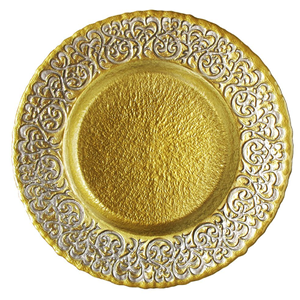 Plaque de chargeur tissée de texture d'or, finition métallique contemporaine, accent élégant de table, disponible aux prix de gros. - Product Image 3