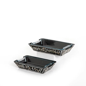 High Quality Modern Eco-friendly Rectangular Nuts <b>Bowl</b> Durable Mother Pearl <b>Wood</b> Resin Polished Dish for Royal Weddings Parties - Product Image 4