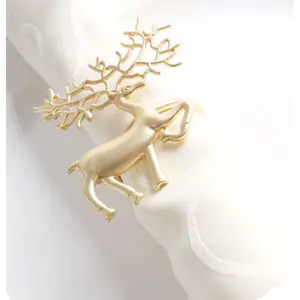 Anneaux de serviette ronds de luxe en métal or argent pour décoration de table de mariage porte-serviettes fête de mariage - Product Image 2