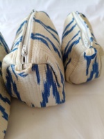 Pochette de maquillage matelassée en coton écologique à motif pierre, format moyen/petit, pour voyage, avec fermeture éclair