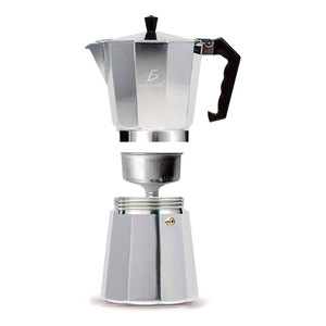 Silver Manual Italian Espresso <b>Coffee</b> <b>Maker</b> Set 300ml Porcelain Aluminium Classic Modern Design <b>Portable</b> Ceramic Resistant - Product Image 2