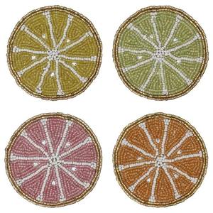 Sous-verre de luxe élégant et raffiné fait à la main, design à cercles à carreaux, perles multicolores, accessoire pour le bureau, le thé, le café - Product Image 2