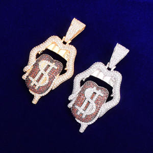 สร้อยโซ่ห้อยจี้ฮิปฮอปสีทองสำหรับเด็กผู้หญิงยอดนิยม10kt ปากหยด4tcw ห้องปฏิบัติการที่งดงามและเต็มไปด้วยเพชร - Product Image 1