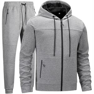 Vente en Gros Logo Personnalisé Imprimé Décontracté Solide Respirant Polaire Deux Pièces Survêtements de Course pour Hommes Jogger Survêtement Ensemble Automne - Product Image 2