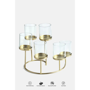 Portavelas de lujo de diseñador de Metal y soporte votivo de mesa Color dorado brillante pulido único portavelas de hormigón elegante - Product Image 4