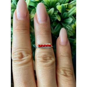 Zuni Vintage Religious Sterling Silver Bar <b>Ring</b> <b>Resizable</b> Number Shape Bar Setting Inlay with Plating Gift for Size 5.25 - Product Image 2