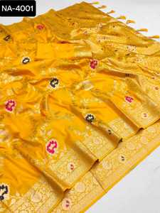 Sari de seda de algodón con borde, ropa de trabajo informal, Sari de lujo Surat con blusa de seda suave, piezas para ropa de boda, Sari DE TRABAJO tejido - Product Image 3