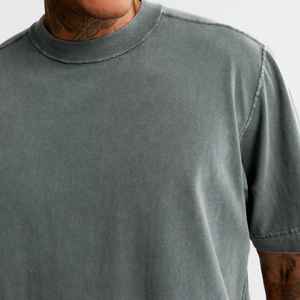 Colección de verano 2025, camiseta de manga corta de algodón pesado de 230G para hombre, camisa Base de Color sólido con cuello suelto, placa ligera, 100% de algodón - Product Image 6