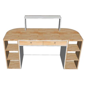 BLT68020 Minimalist Reception <b>Desk</b> with Integrated Natural Wood Decorative Shelf and LED Light for Retail Store or Hotel Use - Product Image 4