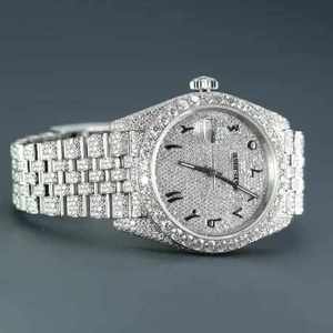Lujo 36mm Esfera Cristal mecánico Moda árabe Encanto Reloj Totalmente automático Acero inoxidable 20mm Moissanite Diamond Iced Case - Product Image 2