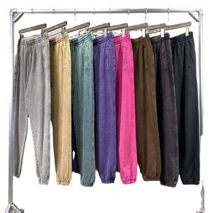 กางเกงวิ่งขายาวผ้าคอตตอนฟอกสีกลางของผู้ชายกางเกงแนวสตรีทเอวมีเชือกผูกเอวทรงหลวมแขนเสื้อยืดหยุ่นทันสมัย - Product Image 1