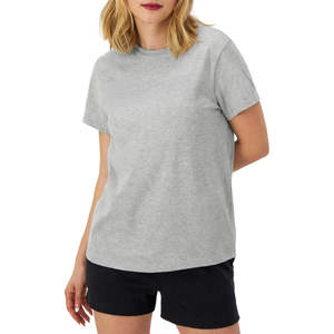 Camiseta Lisa para Mujer, Color Gris Claro, Algodón con Spandex, Cuello Redondo, Manga Corta, con Logotipo Personalizado - Product Image 1