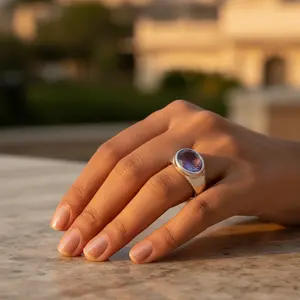 Anillo de Plata 925 con Amatista para Mujer, Joyería con Piedras Preciosas, Regalo, Anillo Elegante, Relojes - Product Image 2