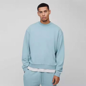 Venta al por mayor personalizado 330GSM Oversize Dropshoulder peso pesado bordado cuello redondo sudadera hombres invierno sudaderas con capucha - Product Image 3