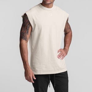 Custom Logo Design Printed High Quality 280 GSM Cotton Sun Faded Acid Wash Boxy <b>Cropped</b> Sleeveless T-Shirts Oversized for Work - Product Image 2