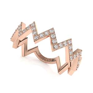 Anillo de compromiso de Halo oculto trenzado de diamante de corte redondo para mujer - Product Image 5