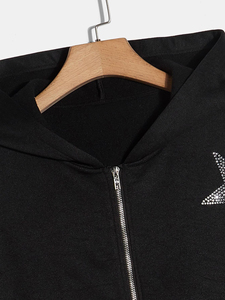 Sweat à capuche en coton mélangé épais et surdimensionné avec strass pour hommes Streetwear délavé Zip Up Boxy Fit vente en gros sweat à capuche de mode personnalisé - Product Image 5