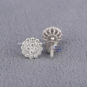 925 Sterling Silver Stud Earring Brilliant Cut Moissanite <b>Diamond</b> with VVS Clarity Gold Plated Fine Jewelry Gift for Women - Product Image 3