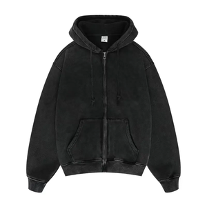 Custom Logo Graphic French Terry Pullover Blank Hoodies Men Oversized Acid Wash Zip Up Hoodies - Product Image 6