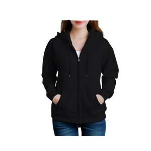 Sweat à capuche zippé décontracté en tricot pour femme, manches longues, 100 % coton, anti-boulochage, logo frontal, offre ODM - Product Image 4