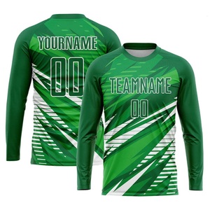 เสื้อฟุตบอลสีเขียวเคลลี่ขาวคุณภาพสูงแบบสั่งทำพิเศษ ขายส่ง ไซส์ผู้ใหญ่ พิมพ์ลายแบบซับลิเมชั่นทั้งตัว ชุดยูนิฟอร์มฟุตบอล - Product Image 3