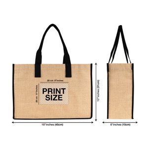 Large Custom Jute Tote Bag 18x12x6 Eco-Friendly Reusable Bag with Black Handles Durable Heat Transfer Printed Leopard Pattern - Product Image 3
