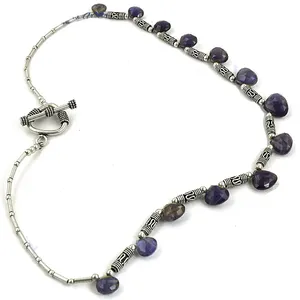 Collier de perles d'eau douce et d'iolite pour femmes, tendance, chaîne en or 14 carats plaqué - Product Image 1