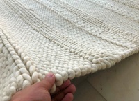 Tapis épais à poils plats rayés multi-textures en laine indienne tissée à la main, écologique, de luxe, style moderne, pour usage intérieur, directement de l'usine