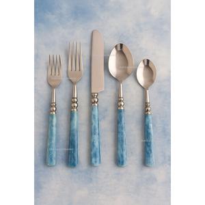 Juego de cubiertos populares de acero inoxidable con mango de hueso azul cielo Acabado en plata Juegos de cubiertos de vajilla para el hogar y la boda - Product Image 4