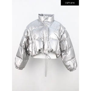 แจ็กเก็ตแขนยาวสำหรับผู้หญิงแจ็กเก็ตปลาปักเป้าโลหะแบบตัดซิปคอเต่าแบบปรับแต่งได้ - Product Image 5