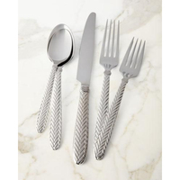 Ensemble de couverts jetables en acier inoxydable, laiton et cuivre, avec manche à motif martelé, 5 pièces, y compris une fourchette à fruits, finition poli miroir