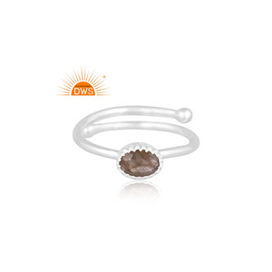 Hot selling fine sterling silver natural <b>Labradorite</b> gemstone stackable <b>ring</b> custom jewelry manufacturer - Product Image 2