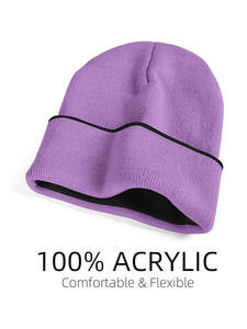 หมวกบีนนี่สำหรับผู้ชายหมวกผ้าถักแจ็คการ์ดสำหรับฤดูหนาวโลโก้ตามสั่ง - Product Image 4