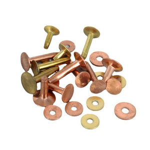 Rivet en cuivre massif à tête fraisée plate DIY avec rondelle pour ceinture et sac - Product Image 1