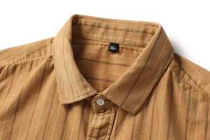 Robe formelle grande taille ample col rabattu simple boutonnage décontractée respirante à manches longues anti-rides en coton sergé pour hommes - Product Image 3