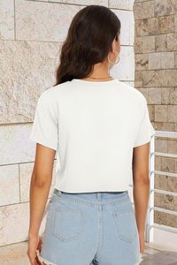 Tops cortos de invierno para mujer, blusa informal de manga corta, ajuste holgado, cómoda Camiseta de algodón/poliéster/Rayón/LICRA transpirable - Product Image 4