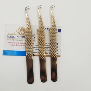 แหนบต่อขนตาแบบปลายไฟเบอร์แหนบปลายเพชรพลาสม่าสีทองแยกตรง - Product Image 5