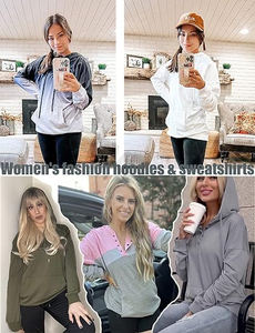 Sweat à capuche tie-dye boutonné et décontracté pour adolescente, sweat à manches longues, design surdimensionné pour femme, vente en gros 2024 - Product Image 5