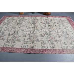 Tapis Turc Vintage Classique Beige Rouge 6.1 X 10.2ft Grande Surface Patchwork Laine avec Support en Latex pour Couloir ou Chambre - Product Image 3