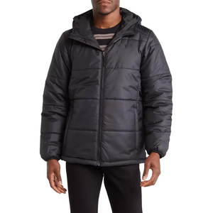 Nueva Chaqueta de Invierno Acolchada con Capucha, Estilo Casual para Exteriores, con Logotipo Frontal en Lona Brillante, para Hombre, Proveedor Mayorista - Product Image 5