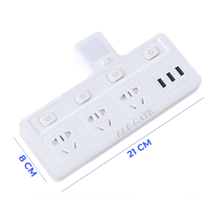 Interruttore per luce notturna da camera da letto con presa multipla e porte USB per apparecchiature elettroniche - Product Image 1