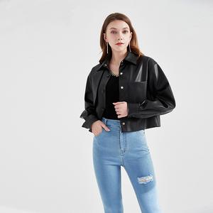 Venta al por mayor, chaqueta de cuero transpirable de primavera y otoño con logotipo personalizado único, chaqueta de cuero de lujo para mujer - Product Image 6